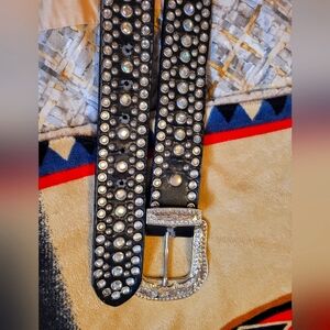 Studded Black Belt with Silver Buckle